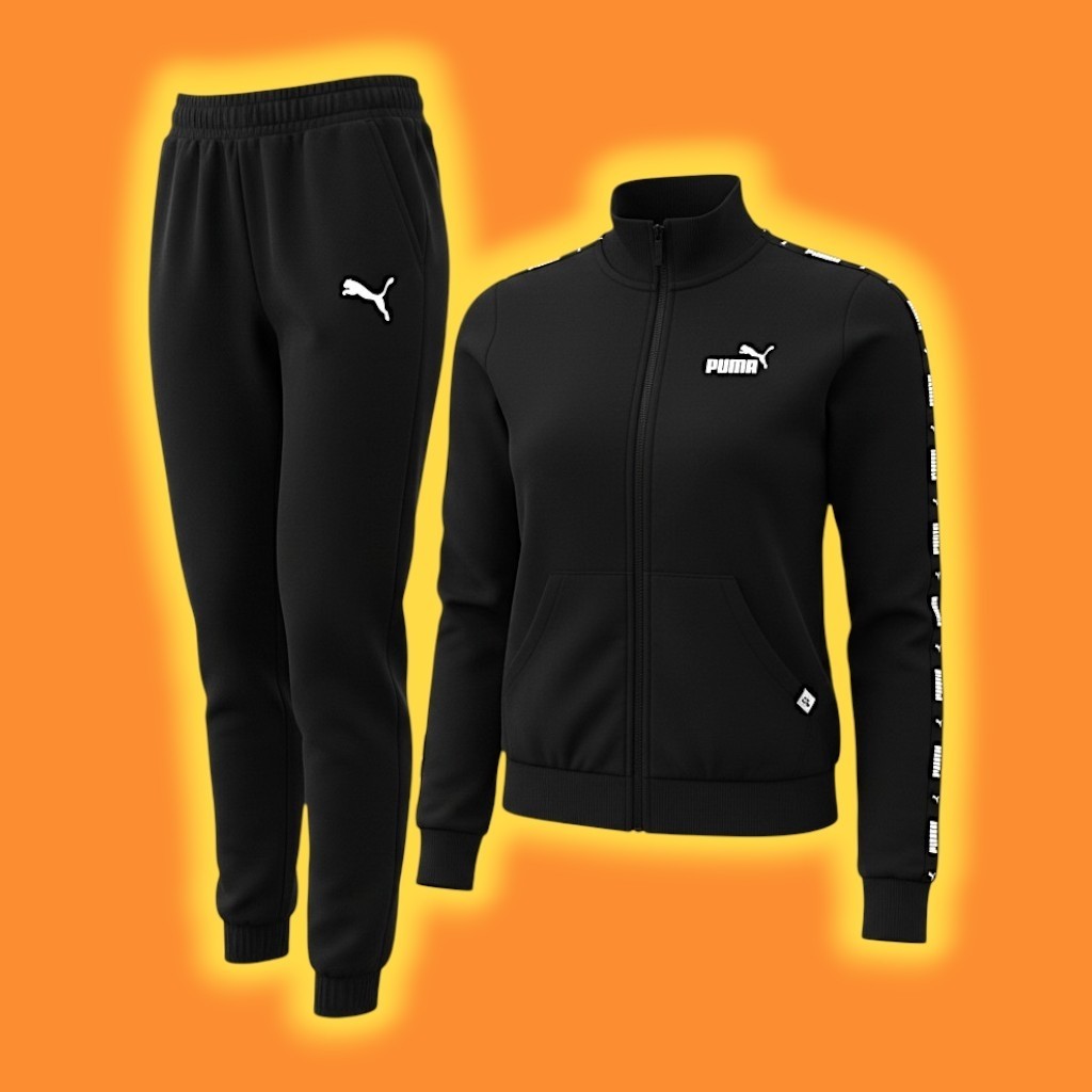 🚺 S/S US — PUMA 2pc Tracksuit (FRENCH TERRY TOP/FLEECE BOTTOMS) [BLACK]